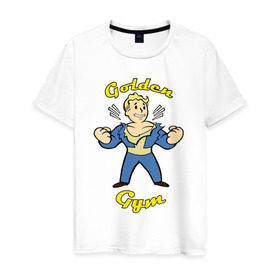 Мужская футболка хлопок с принтом Fallout golden gym , 100% хлопок | прямой крой, круглый вырез горловины, длина до линии бедер, слегка спущенное плечо. | Тематика изображения на принте: 