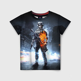 Детская футболка 3D с принтом Battlefield , 100% гипоаллергенный полиэфир | прямой крой, круглый вырез горловины, длина до линии бедер, чуть спущенное плечо, ткань немного тянется | 3 | battlefield | батла | игра