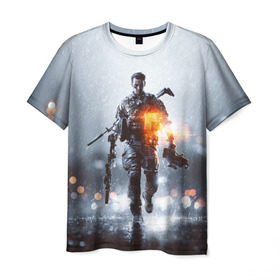 Мужская футболка 3D с принтом Battlefield , 100% полиэфир | прямой крой, круглый вырез горловины, длина до линии бедер | battlefield | батла | боец | воин | игра | солдат