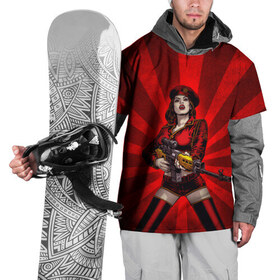 Накидка на куртку 3D с принтом Red alert , 100% полиэстер |  | девушка | оружие | снайпер | ссср