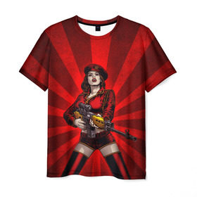 Мужская футболка 3D с принтом Red alert , 100% полиэфир | прямой крой, круглый вырез горловины, длина до линии бедер | девушка | оружие | снайпер | ссср
