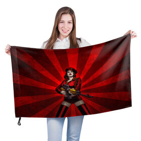Флаг 3D с принтом Red alert , 100% полиэстер | плотность ткани — 95 г/м2, размер — 67 х 109 см. Принт наносится с одной стороны | девушка | оружие | снайпер | ссср