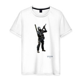 Мужская футболка хлопок с принтом Инженер 2 , 100% хлопок | прямой крой, круглый вырез горловины, длина до линии бедер, слегка спущенное плечо. | battlefield | engineer | батлфилд | инженер | солдат