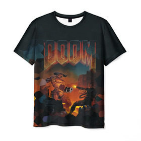 Мужская футболка 3D с принтом Doom 2 , 100% полиэфир | прямой крой, круглый вырез горловины, длина до линии бедер | минотавр