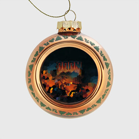 Стеклянный ёлочный шар с принтом Doom 2 , Стекло | Диаметр: 80 мм | минотавр