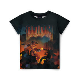 Детская футболка 3D с принтом Doom 2 , 100% гипоаллергенный полиэфир | прямой крой, круглый вырез горловины, длина до линии бедер, чуть спущенное плечо, ткань немного тянется | минотавр