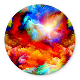 Коврик круглый с принтом Солнце , резина и полиэстер | круглая форма, изображение наносится на всю лицевую часть | краски | небо | облака | разноцветные | солнце | цветные | яркие