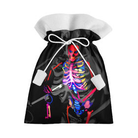 Подарочный 3D мешок с принтом Скелет , 100% полиэстер | Размер: 29*39 см | bodyart | faceart | helloween | аквагрим | боди арт | бодиарт | замок | ключ | неоновый | свет | сердце | скелет | фейсарт | хэллоуин | череп