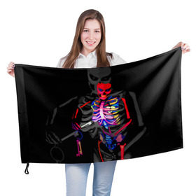 Флаг 3D с принтом Скелет , 100% полиэстер | плотность ткани — 95 г/м2, размер — 67 х 109 см. Принт наносится с одной стороны | bodyart | faceart | helloween | аквагрим | боди арт | бодиарт | замок | ключ | неоновый | свет | сердце | скелет | фейсарт | хэллоуин | череп