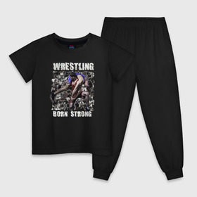 Детская пижама хлопок с принтом Wrestling 3 , 100% хлопок |  брюки и футболка прямого кроя, без карманов, на брюках мягкая резинка на поясе и по низу штанин
 | рестлинг