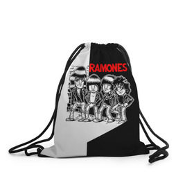 Рюкзак-мешок 3D с принтом Ramones 1 , 100% полиэстер | плотность ткани — 200 г/м2, размер — 35 х 45 см; лямки — толстые шнурки, застежка на шнуровке, без карманов и подкладки | Тематика изображения на принте: joey ramone | punk | джоуи рамон | панк | рамонез | рамонес