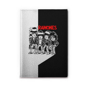 Обложка для автодокументов с принтом Ramones 1 , натуральная кожа |  размер 19,9*13 см; внутри 4 больших “конверта” для документов и один маленький отдел — туда идеально встанут права | joey ramone | punk | джоуи рамон | панк | рамонез | рамонес
