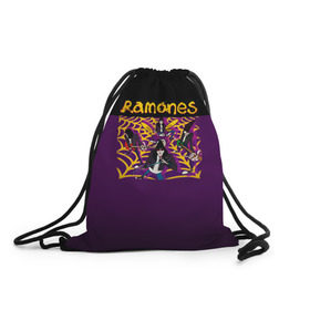 Рюкзак-мешок 3D с принтом Ramones 4 , 100% полиэстер | плотность ткани — 200 г/м2, размер — 35 х 45 см; лямки — толстые шнурки, застежка на шнуровке, без карманов и подкладки | Тематика изображения на принте: joey ramone | punk | джоуи рамон | панк | рамонез | рамонес