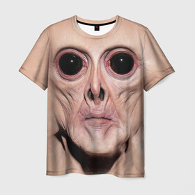 Мужская футболка 3D с принтом Пришелец , 100% полиэфир | прямой крой, круглый вырез горловины, длина до линии бедер | взгляд | вселенная | инопланетянин | космос | пришелец