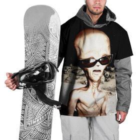 Накидка на куртку 3D с принтом Пришелец , 100% полиэстер |  | инопланетянин | космос | очки | пришелец
