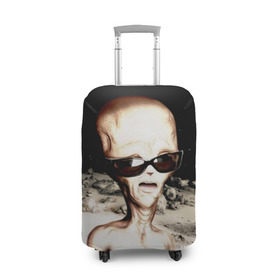 Чехол для чемодана 3D с принтом Пришелец , 86% полиэфир, 14% спандекс | двустороннее нанесение принта, прорези для ручек и колес | инопланетянин | космос | очки | пришелец