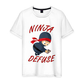 Мужская футболка хлопок с принтом Ninja Defuse , 100% хлопок | прямой крой, круглый вырез горловины, длина до линии бедер, слегка спущенное плечо. | 