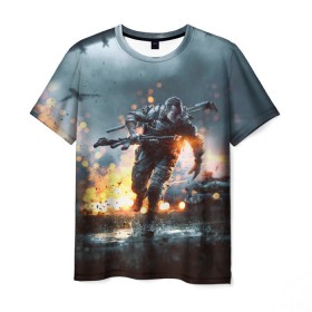 Мужская футболка 3D с принтом Battlefield , 100% полиэфир | прямой крой, круглый вырез горловины, длина до линии бедер | battlefield | батла | батлфилд | игра