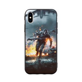 Чехол для Apple iPhone X силиконовый матовый с принтом Battlefield , Силикон | Печать на задней стороне чехла, без боковой панели | battlefield | батла | батлфилд | игра