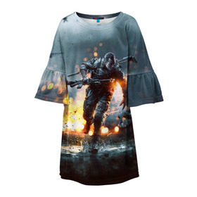 Детское платье 3D с принтом Battlefield , 100% полиэстер | прямой силуэт, чуть расширенный к низу. Круглая горловина, на рукавах — воланы | battlefield | батла | батлфилд | игра