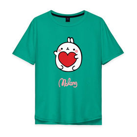 Мужская футболка хлопок Oversize с принтом Кролик Моланг (сердце) , 100% хлопок | свободный крой, круглый ворот, “спинка” длиннее передней части | molang | каваи | кролик | любовь | моланг | сердце