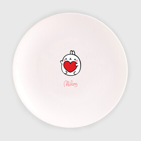 Тарелка с принтом Кролик Моланг (сердце) , фарфор | диаметр - 210 мм
диаметр для нанесения принта - 120 мм | Тематика изображения на принте: molang | каваи | кролик | любовь | моланг | сердце