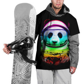Накидка на куртку 3D с принтом Панда космонавт , 100% полиэстер |  | астронавт | звезды | космонавт | космос | панда | радуга