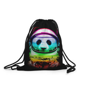 Рюкзак-мешок 3D с принтом Панда космонавт , 100% полиэстер | плотность ткани — 200 г/м2, размер — 35 х 45 см; лямки — толстые шнурки, застежка на шнуровке, без карманов и подкладки | астронавт | звезды | космонавт | космос | панда | радуга