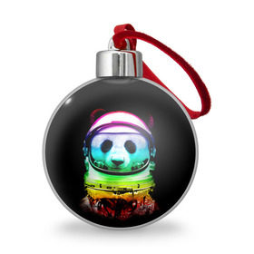 Ёлочный шар с принтом Панда космонавт , Пластик | Диаметр: 77 мм | Тематика изображения на принте: астронавт | звезды | космонавт | космос | панда | радуга