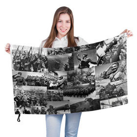 Флаг 3D с принтом Военные фото , 100% полиэстер | плотность ткани — 95 г/м2, размер — 67 х 109 см. Принт наносится с одной стороны | 9 мая