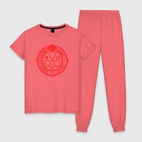 Женская пижама хлопок с принтом Магический символ (Silent Hill) , 100% хлопок | брюки и футболка прямого кроя, без карманов, на брюках мягкая резинка на поясе и по низу штанин | sigil | магия | сигил