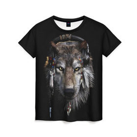 Женская футболка 3D с принтом Волк , 100% полиэфир ( синтетическое хлопкоподобное полотно) | прямой крой, круглый вырез горловины, длина до линии бедер | wolf | волк | животные | прикольные картинки