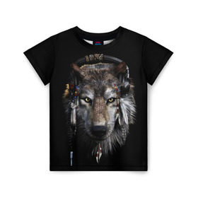 Детская футболка 3D с принтом Волк , 100% гипоаллергенный полиэфир | прямой крой, круглый вырез горловины, длина до линии бедер, чуть спущенное плечо, ткань немного тянется | wolf | волк | животные | прикольные картинки