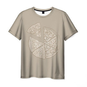 Мужская футболка 3D с принтом Пицца , 100% полиэфир | прямой крой, круглый вырез горловины, длина до линии бедер | грибы | еда | колбаса | кусок | пицца | помидоры