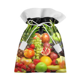 Подарочный 3D мешок с принтом Фрукты , 100% полиэстер | Размер: 29*39 см | Тематика изображения на принте: ананас | апельсин | арбуз | банан | виноград | гранат | груша | клубника | фрукты | яблоко | ягоды