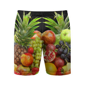 Мужские шорты 3D спортивные с принтом Фрукты ,  |  | ананас | апельсин | арбуз | банан | виноград | гранат | груша | клубника | фрукты | яблоко | ягоды
