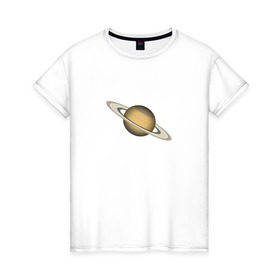Женская футболка хлопок с принтом Сатурн - Saturn , 100% хлопок | прямой крой, круглый вырез горловины, длина до линии бедер, слегка спущенное плечо | космос | планета | сатурн