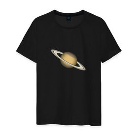 Мужская футболка хлопок с принтом Сатурн - Saturn , 100% хлопок | прямой крой, круглый вырез горловины, длина до линии бедер, слегка спущенное плечо. | космос | планета | сатурн