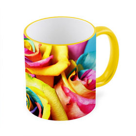 Кружка 3D с принтом Радужная роза , керамика | ёмкость 330 мл | бутон | лепестки | радуга | радужная роза | спектр | цвет | цветные | яркий