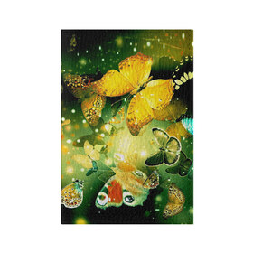 Обложка для паспорта матовая кожа с принтом Бабочки , натуральная матовая кожа | размер 19,3 х 13,7 см; прозрачные пластиковые крепления | разноцветный | яркие