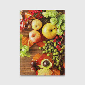 Обложка для паспорта матовая кожа с принтом Фрукты , натуральная матовая кожа | размер 19,3 х 13,7 см; прозрачные пластиковые крепления | зелень | натюрморт | плоды | фрукты | яблоки | ягоды