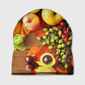 Шапка 3D с принтом Фрукты , 100% полиэстер | универсальный размер, печать по всей поверхности изделия | зелень | натюрморт | плоды | фрукты | яблоки | ягоды