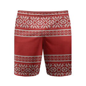 Мужские шорты 3D спортивные с принтом Вязанный принт ,  |  | вышивка | красная | свитер | узор