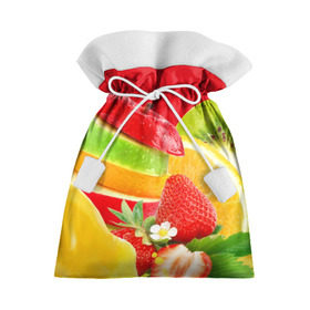 Подарочный 3D мешок с принтом Фрукты , 100% полиэстер | Размер: 29*39 см | fresh | апедьсин | киви | клубника | пузыри | сок | фреш | фрукты | яблоко | ягоды