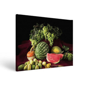 Холст прямоугольный с принтом Арбуз , 100% ПВХ |  | арбуз | виноград | каштан | натюрморт | плоды | ягоды