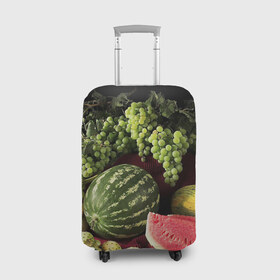 Чехол для чемодана 3D с принтом Арбуз , 86% полиэфир, 14% спандекс | двустороннее нанесение принта, прорези для ручек и колес | арбуз | виноград | каштан | натюрморт | плоды | ягоды