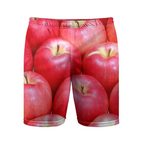 Мужские шорты 3D спортивные с принтом Яблоки ,  |  | красные | плоды | уражай | фрукты | яблоки
