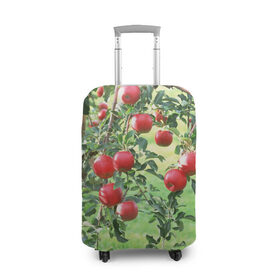 Чехол для чемодана 3D с принтом Яблоки , 86% полиэфир, 14% спандекс | двустороннее нанесение принта, прорези для ручек и колес | дерево | зелень | красные | сад | яблоки