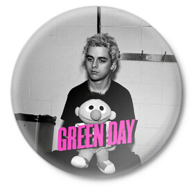 Значок с принтом Green Day ,  металл | круглая форма, металлическая застежка в виде булавки | green day | грин дей | зеленый день