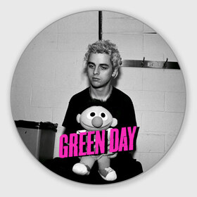 Коврик круглый с принтом Green Day , резина и полиэстер | круглая форма, изображение наносится на всю лицевую часть | green day | грин дей | зеленый день
